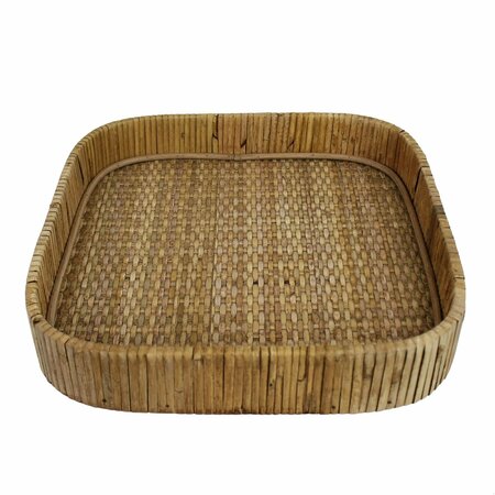 HOMEROOTS 2 x 11 x 11 in. Braided Natural Bamboo Square Tray 397897